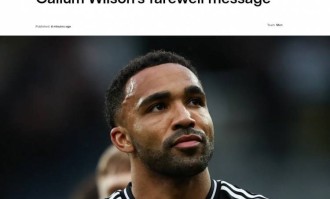 纽卡官方：33岁的英格兰前锋卡勒姆-威尔逊合同到期离队